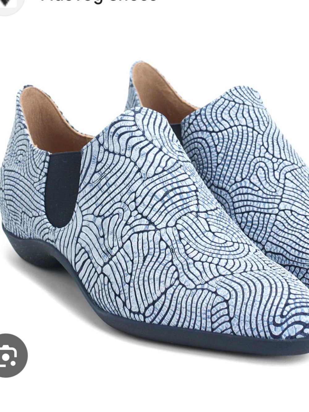 john fluevog harmony blue embossed shoe Blue Patterned Slip-On Dress Shoes 9